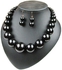 Single-Layer Large Pearl Short Clavicle Necklace And Earrings Jewellery Set Black