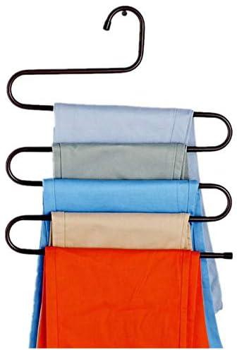 Pants Hanger Multi-layer S-style Jeans Hanger Closet Organize Storage Stainless Steel Rack Space Saver for Tie Scarf Shock Jeans Towel Clothes_ with one years guarantee of satisfaction and quality