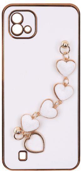 Oppo Realme C20 - Silicone Cover With Gold Frame And Heart Velvet Chain