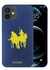 سانتا Barbara بولو Jockey Series جراب ظهر لهاتف أيفون 12 برو ماكس جلد - أزرق أصفر