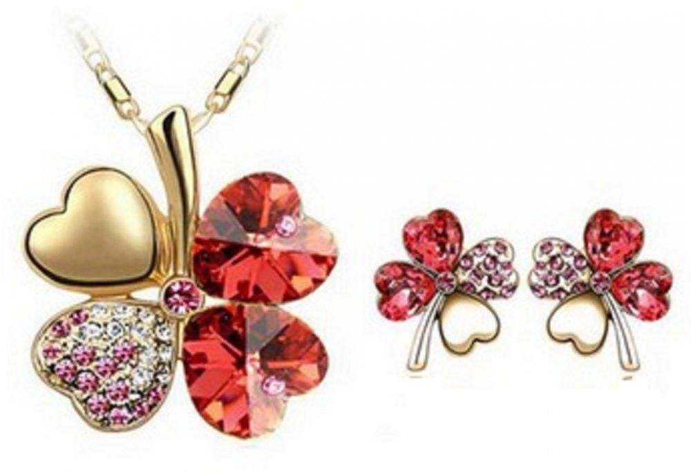 Clover Jewelry Set - Rose Gold & Red (MM0082)