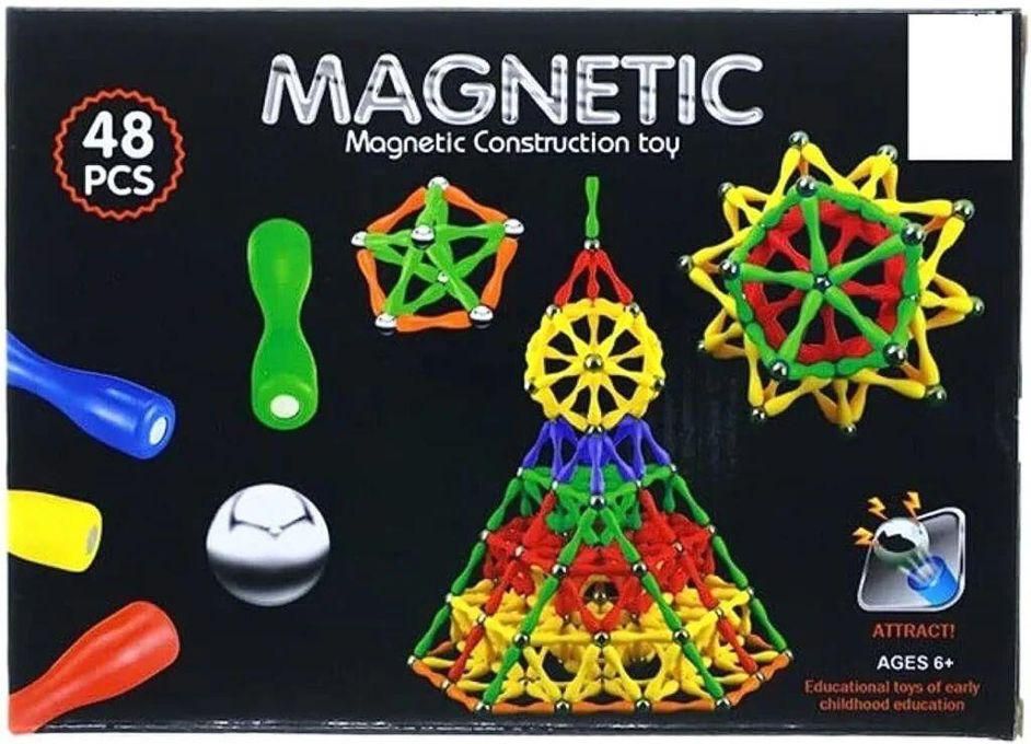 Magnetic sticks and balls assembly game for children to develop skills 48