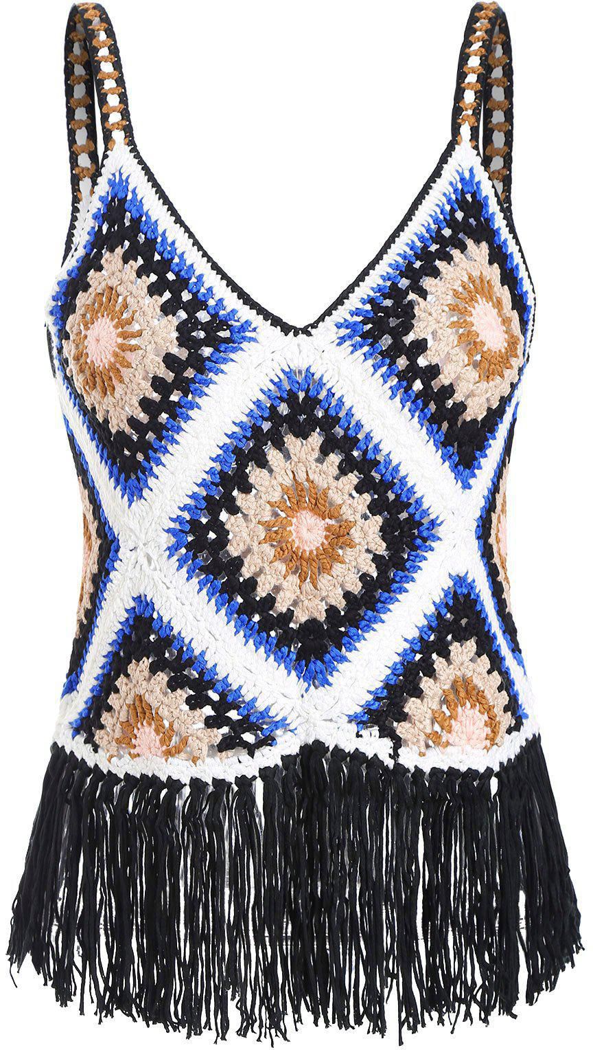 Crochet Knit Sleeveless Cover Up Top - One Size