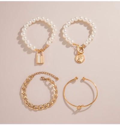 4-Piece Pearl Fashion Bracelets