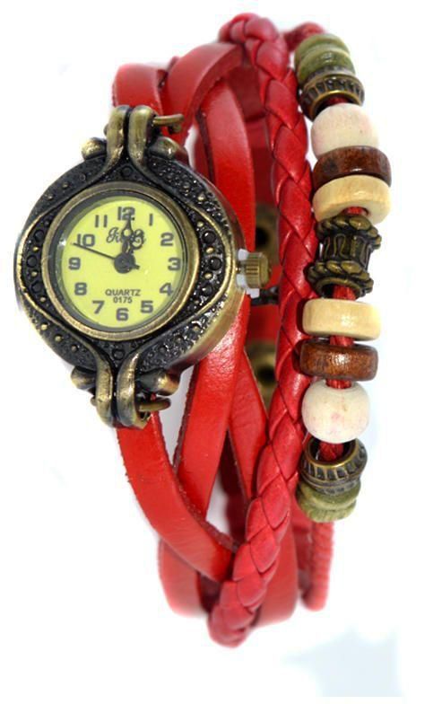 Leather Watch - Red