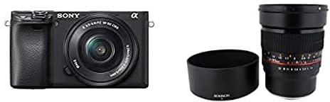 Sony Alpha A6400 Mirrorless Camera With 16-50 Lens Kit, With Rokinon 85M-E 85Mm F1.4 Fixed Lens For Sony, E-Mount And For Other Cameras,Black