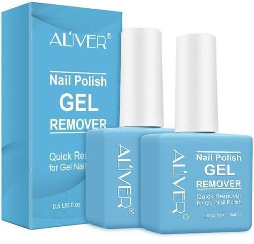 Gel Nail Polish Remover, (2PACK) Easily & Quickly Soak off Gel Polish No Need for Foil, Soaking or Wrapping, Remove Gel Nail Polish within 3-5 Minutes, Professional Nail Polish Remover, 0.5 Fl Oz