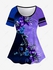 Plus Size Ombre Colorblock Flower Print T-shirt - 6x