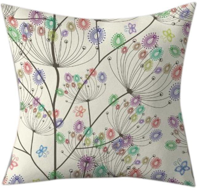 Floral Print Pillow Cover Multicolour 45x45 centimeter