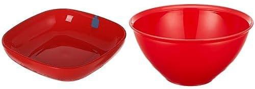 M-Design Eden Plastic Bowl (19cm) - Microwave, Dishwasher, Food Safe & BPA Free (Red) + M-Design 30680 Medium Mixing Bowl - Red, 2.2 Liter