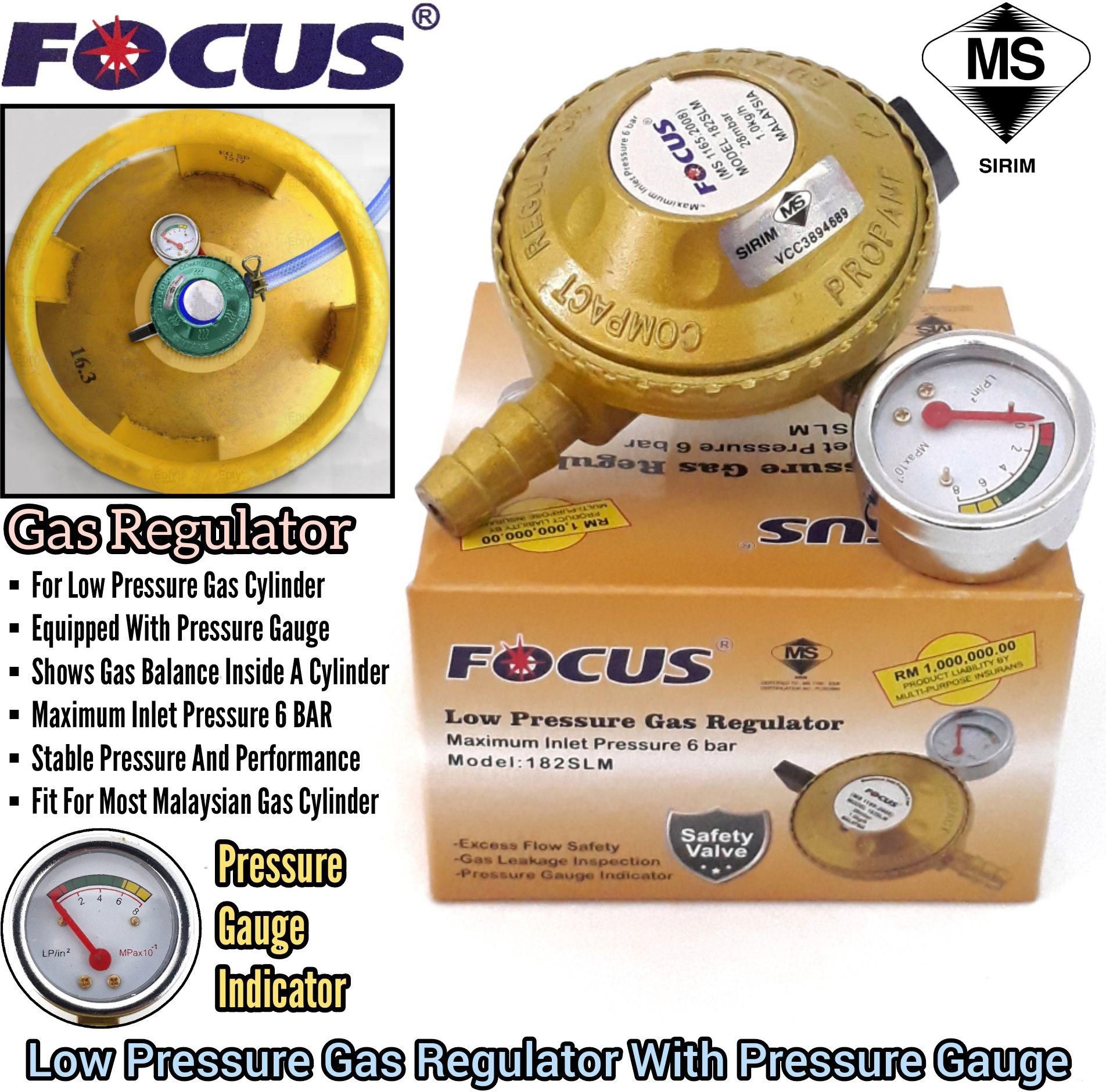 Focus Low Pressure Gas Regulator with Pressure Gauge Indicator