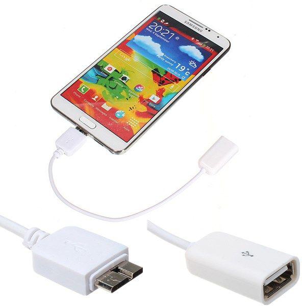 Micro USB 9-Pin Male to USB 2.0 Female OTG Cable for Samsung Galaxy Note 3 N9000 - White (15cm)