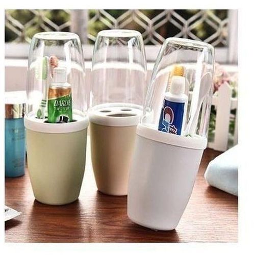 Toothbrush Holder With Transparent Lip Cover - 3pcs