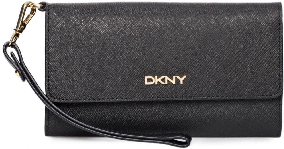 DKNY R1621106-001 Bryant Park Tech Wristlet Wallet for Women - Leather, Black