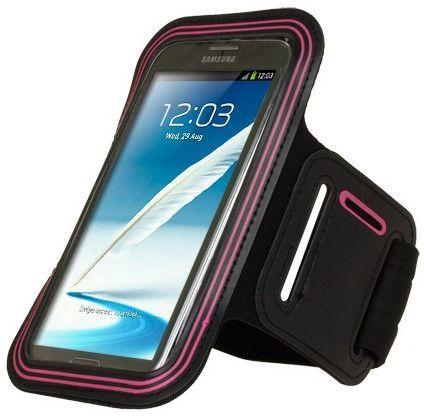 2-Line Samsung Galaxy Note 2 II N7100 Gym Waterproof Sports Armband Band Cover Pouch Case Included Calans Screen Protector -(Hot Pink)