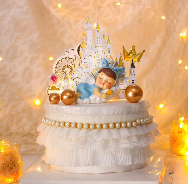 White gold Ferris Wheel Castle birthday party Cake Topper Paper Creative