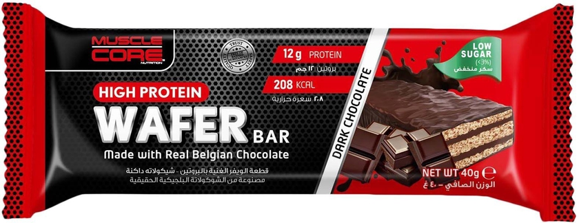 Muscle Core Nutrition Dark Chocolate Flavour High Protein Wafer Bar 40g