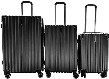 Travel luggage fashionable Hard-shell (Hard side) trolley bags, with 360 spinner wheels, and extra protection for corners and sides. (Black)