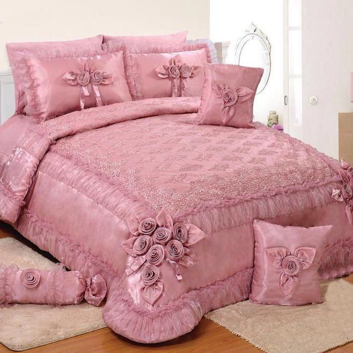 260 Cm Swc Lace Wedding Bedding Set, Pink King Size Bed Sheets