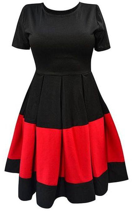 Pleated Skater Dress Black And Red