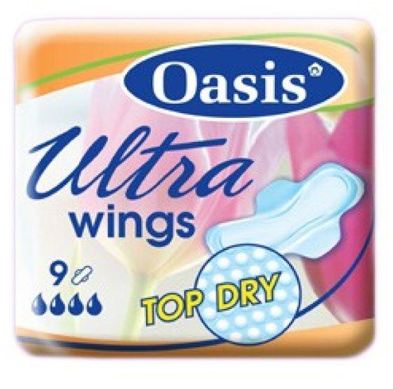 Oasis Ultra Wings Top Dry Intimate Inserts With Wings - 9 Pieces