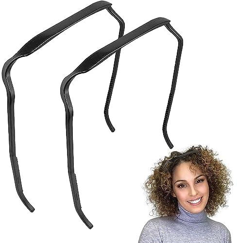 Beautishop Curly Thick Hair Medium Headband, Invisible Hair Hoop, Curly Thick Hair Large Headband, Curly Thick Hair Headband Hand, Hairstyle Fixing Tool for Curly Hair (A-Black-Pack of 2)
