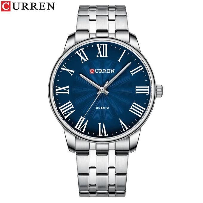 Curren 8422 Blue Silver Stainless Steel Analog Watch For Men