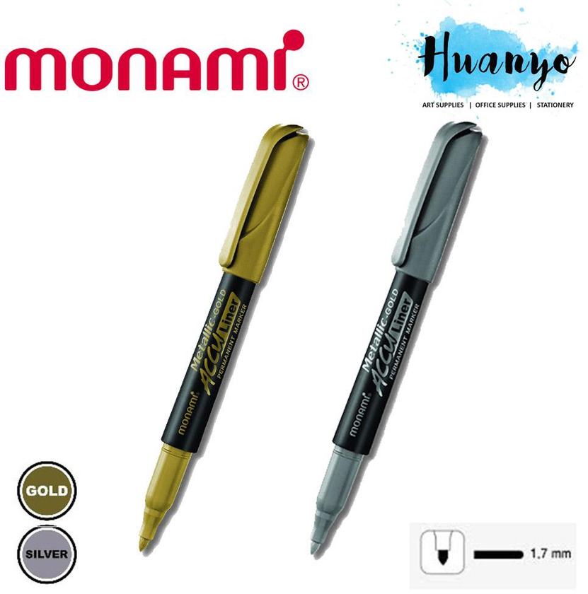 Monami Accu Liner Metallic Permanent Marker Bullet Tip (Gold - Silver)
