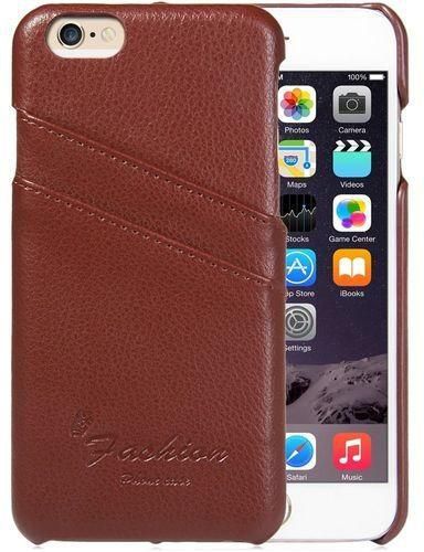FSGS Brown Back Cover Case With Litchi Texture Design Credit Card Holder For IPhone 6 6S 4.7 Inches 72339