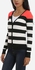 Femina Striped Pattern Cardigan - Black, White & Neon Orange