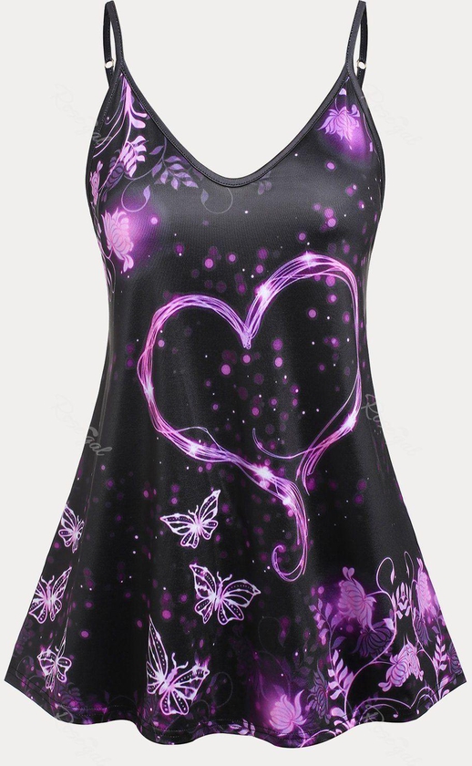 Plus Size Heart Butterfly Print Cami Top - 4x