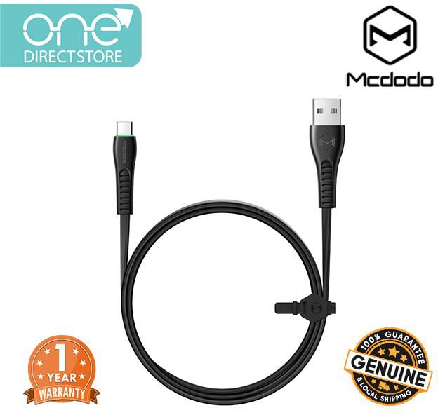 Mcdodo Flying Fish Series Type C Data Cable with LED Light 1.2M (Black - White)