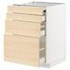 METOD / MAXIMERA Bc w pull-out work surface/3drw, white/Voxtorp walnut effect, 60x60 cm - IKEA