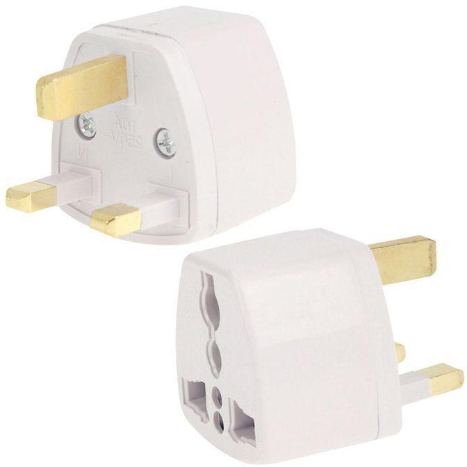 Generic 2 Plug Adapters, Travel Power Adaptor With UK Socket Plug(White).