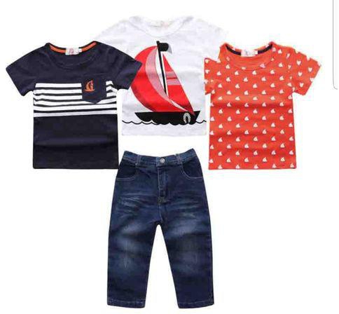 Fashion 3-piece T-shirts and jean pants clothing set for boys age 2-5yrs - ORANGE