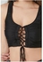 FOREVER21 Women Mesh Lace-Up Crop Top XS Black