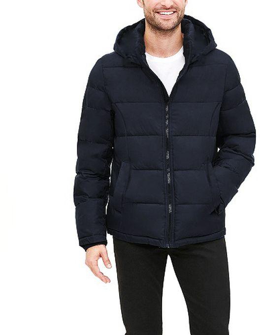 Quilted Zipped Jacket - Navy Blue