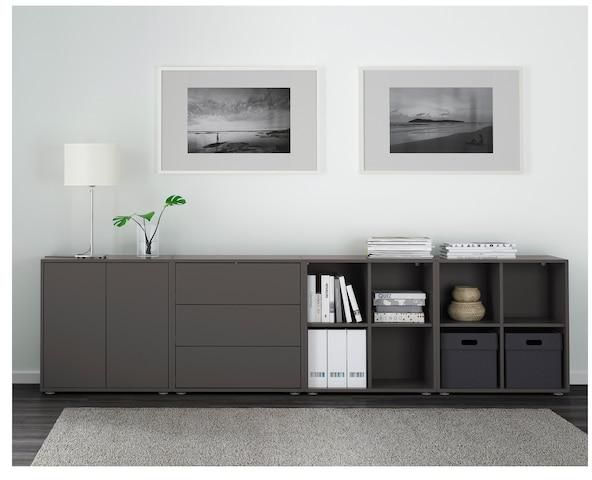 EKET Cabinet combination with feet, dark grey, 280x35x72 cm - IKEA