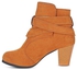 Fashion Women Vintage Solid Color Pointed Thick Heel Ankle Boots - LIGHT BROWN