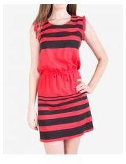 Giro Sleeveless Striped Dress - Coral & Black