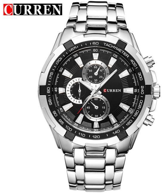 Curren Men Wrist Watch 8023 Silver & Black