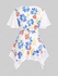Plus Size Flutter Sleeves Flower Printed Bowknot Handkerchief Blouse - M | Us 10