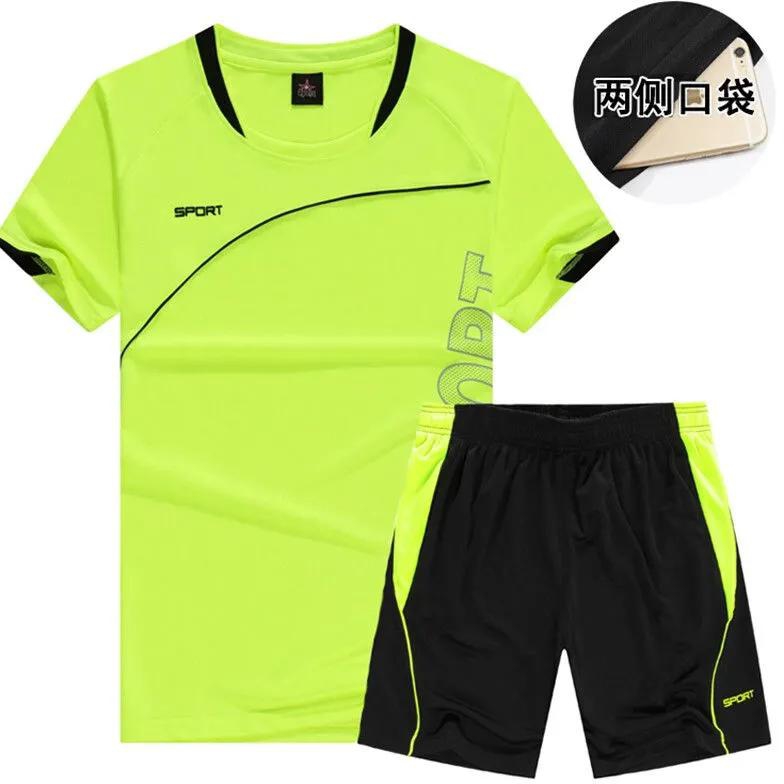 men's loose two piece short sleeve shorts round neck running suit basketball fitness  suit