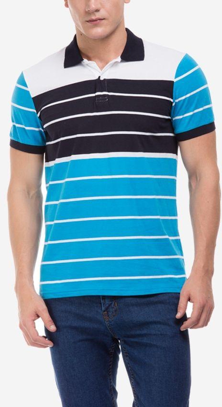 Ravin Engineered Stripe Polo Shirt - Blue