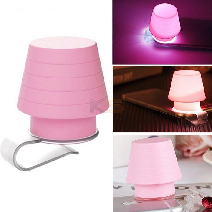 Portable Mobile Phone Night Lamp Phone Stand Pink