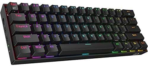 Redragon K530 Pro Draconic 60% Wireless RGB Mechanical Compact Gaming Keyboard, Bluetooth/2.4Ghz/Wired 3-Mode 61 Keys w/100% Hot-Swap Socket, Free-Mod Plate Mounted PCB & Tactile Brown Switch - Black