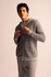 Defacto Man Young Slim Fit Hooded Long Sleeve Knitted Cardigan - Grey