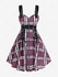 Plus Size Plaid Lace Up Zipper Heart Buckles Cami Dress - 4x | Us 26-28