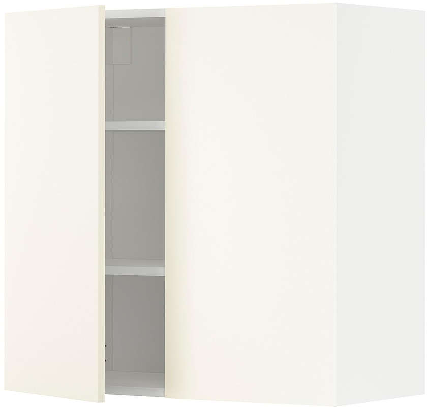 METOD خزانة حائط مع أرفف/بابين - أبيض/Vallstena أبيض ‎80x80 سم‏