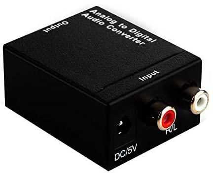 رابط رقمي محوري محوري إلى محول صوت تناظري يسار / يمين محول صوت RCA لـ PS3 XBox 360 HDTV بلو راي دي في دي سكاي HD مربع مع كابل ألياف ومحول قابس المملكة المتحدة